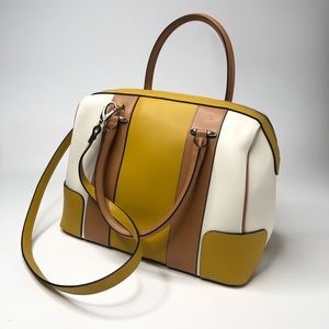 Claudia Firenze Color-block Mustard Satchel Bag
